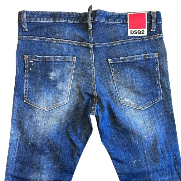 DSQUARED2 Men’s Slim Fit Paint Splatter Effect Distressed Skater Jeans Size 36 - Picture 16 of 16